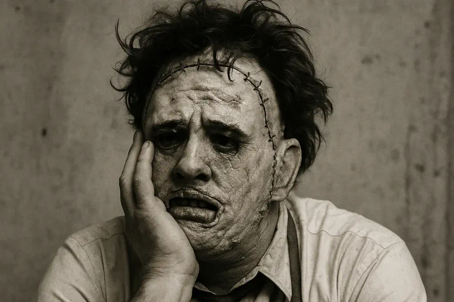 Leatherface esperando a que compren sus derechos de autor